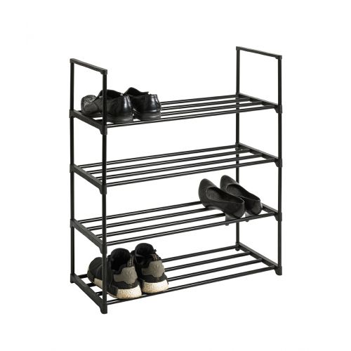 Étagère à chaussures noire – étagère à chaussures empilable à 4 niveaux