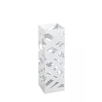 Weißer Schirmständer Haku Pop mit geometrischem Lochmuster aus Metall, quadratische Form, modernes Design