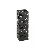 Schwarzer Metall-Schirmständer "Pop" mit geometrischem Lochmuster, quadratische Form, modernes Design