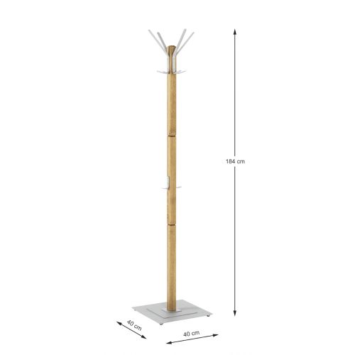 Porte-manteau en chêne – portant moderne avec base en métal aspect aluminium
