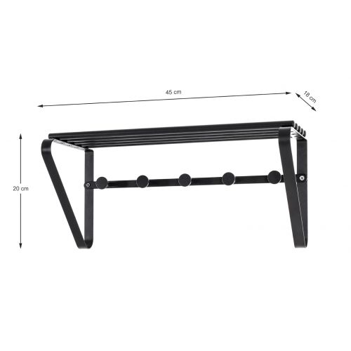 Porte-manteau mural noir – porte-manteau moderne en métal avec étagère