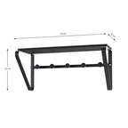 Wandgarderobe Gerda Schwarz mit Ablage 45x19cm, 4 Haken, 20cm tief – moderne Metallgarderobe