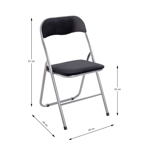 Chaise pliante noire - chaise pliante robuste en métal avec assise rembourrée