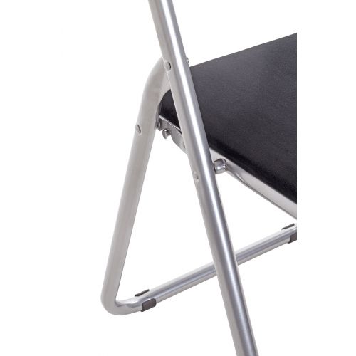Chaise pliante noire - chaise pliante robuste en métal avec assise rembourrée