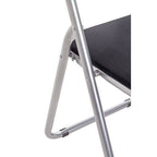 Klappstuhl Niklas Aluminium Schwarz – Detailansicht Gestell und gepolsterter Sitzfläche