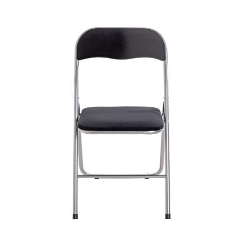 Chaise pliante noire - chaise pliante robuste en métal avec assise rembourrée