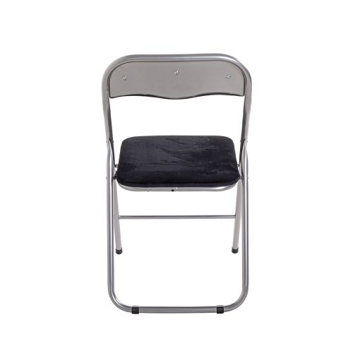 Chaise pliante noire - chaise pliante robuste en métal avec assise rembourrée