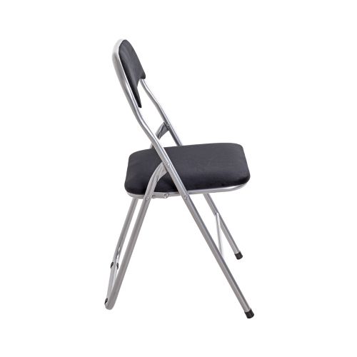 Chaise pliante noire - chaise pliante robuste en métal avec assise rembourrée