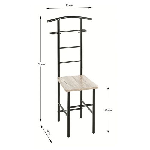 Valet de chambre, chêne noir – portant à vêtements moderne avec siège