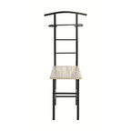Herrendiener Stuhl Rita aus schwarzem Metall mit hellem Holzsitz und Kleiderstange – eleganter Valet Stand