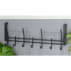 Schwarze Türgarderobe Haku mit 6 Doppelhaken aus Metall, über Tür gehängt, moderne Flurorganisation