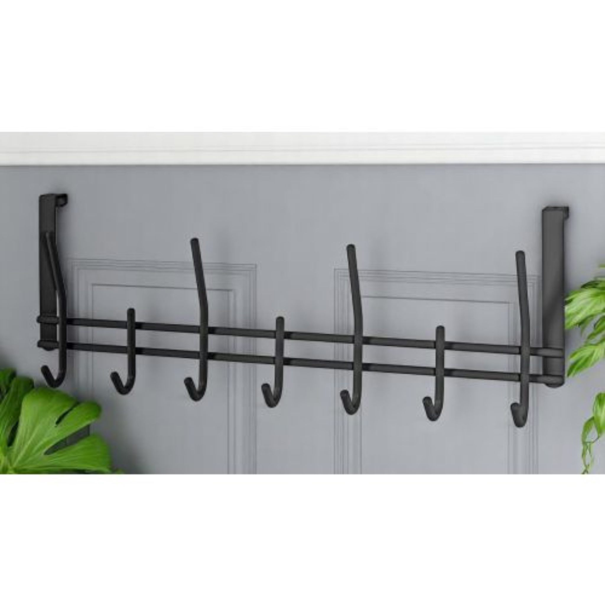 Porte-manteau noir à suspendre à la porte – tringle à manteaux robuste