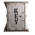 Industrieller Schlüsselkasten "Carrier" in Anthrazit aus Metall mit Aufschrift KEY und Nietendesign