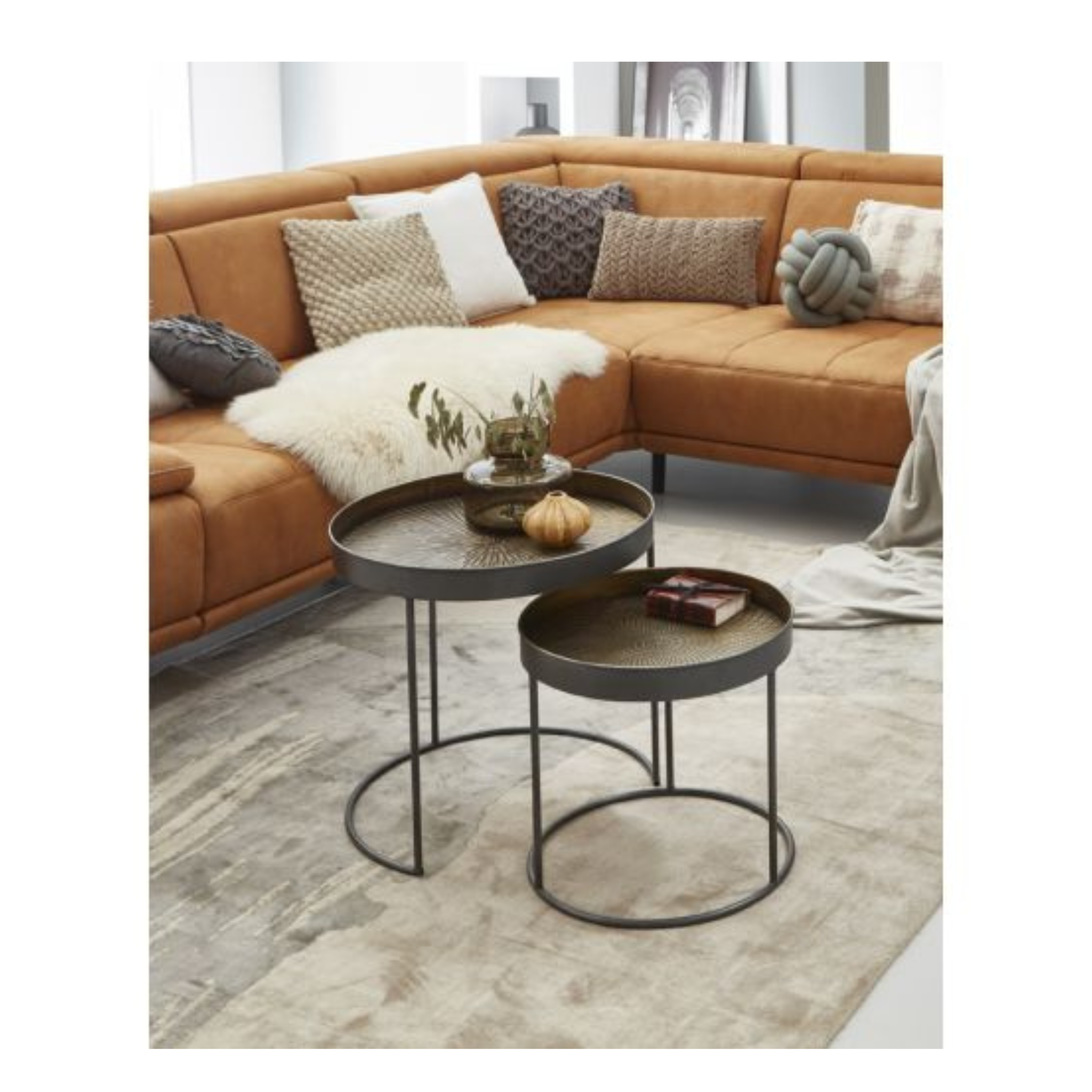 Beistelltisch 2er-Set Schwarz-Kupfer