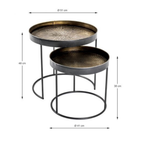 2er-Set Beistelltische Celle in Schwarz/Kupfer, rund, Ø51cm/48cm & Ø41cm/38cm, mit Metalltablett