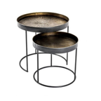 Haku Beistelltisch Celle 2er-Set schwarz kupfer – runde Metalltische mit ornamentalen Mustern und elegantem Metallgestell