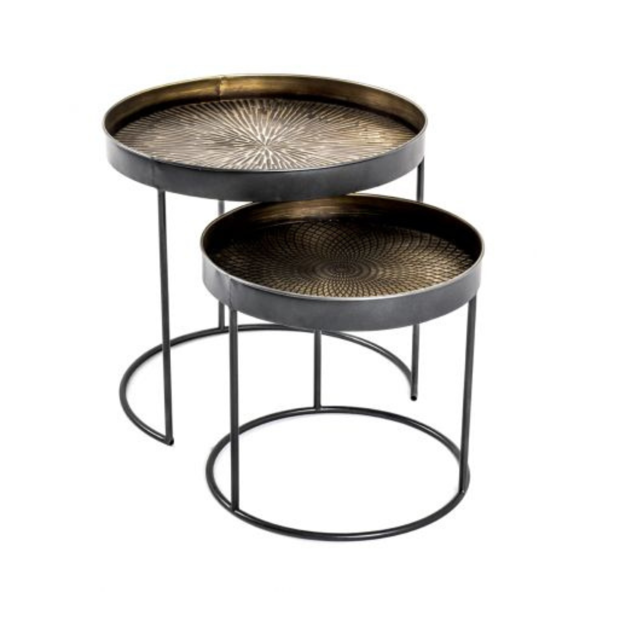 Beistelltisch 2er-Set Schwarz-Kupfer