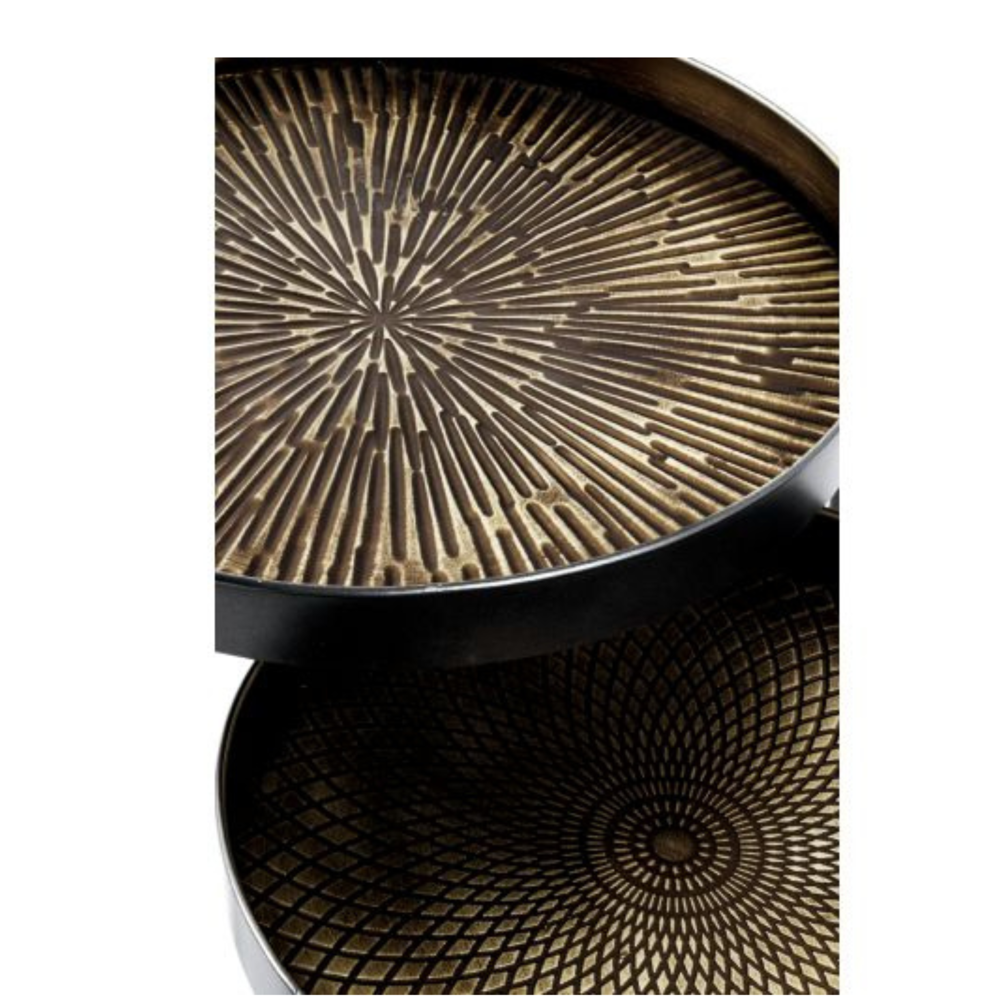 Beistelltisch 2er-Set Schwarz-Kupfer