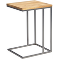 Beistelltisch Finn mit massiver Eichenholzplatte und elegantem Metallgestell in Silbergrau