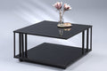 Schwarzer Salontisch Paris mit Glasplatten, Metallgestell und Rollen – M2 Kollektion mit Blumenvase