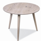 Couchtisch Oslo Bianco Wildeiche - runder Beistelltisch aus massivem Holz mit drei Beinen