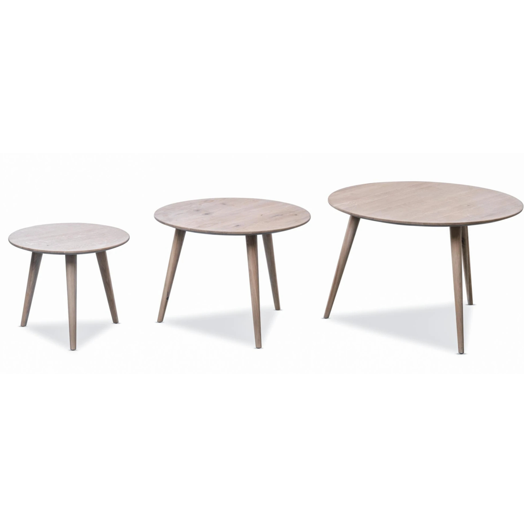 Couchtisch Oslo 2 Eiche Bianco in drei Größen - modernes Wohnzimmertischset aus Holz
