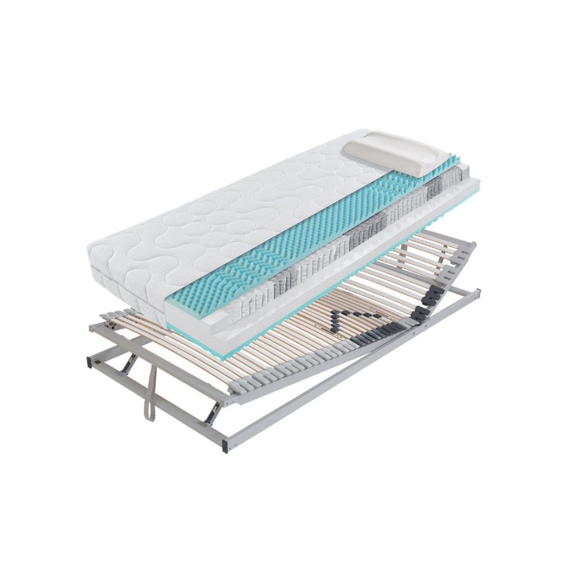 Matelas Sirius 10 + sommier à lattes 120x200 cm avec oreiller cervical