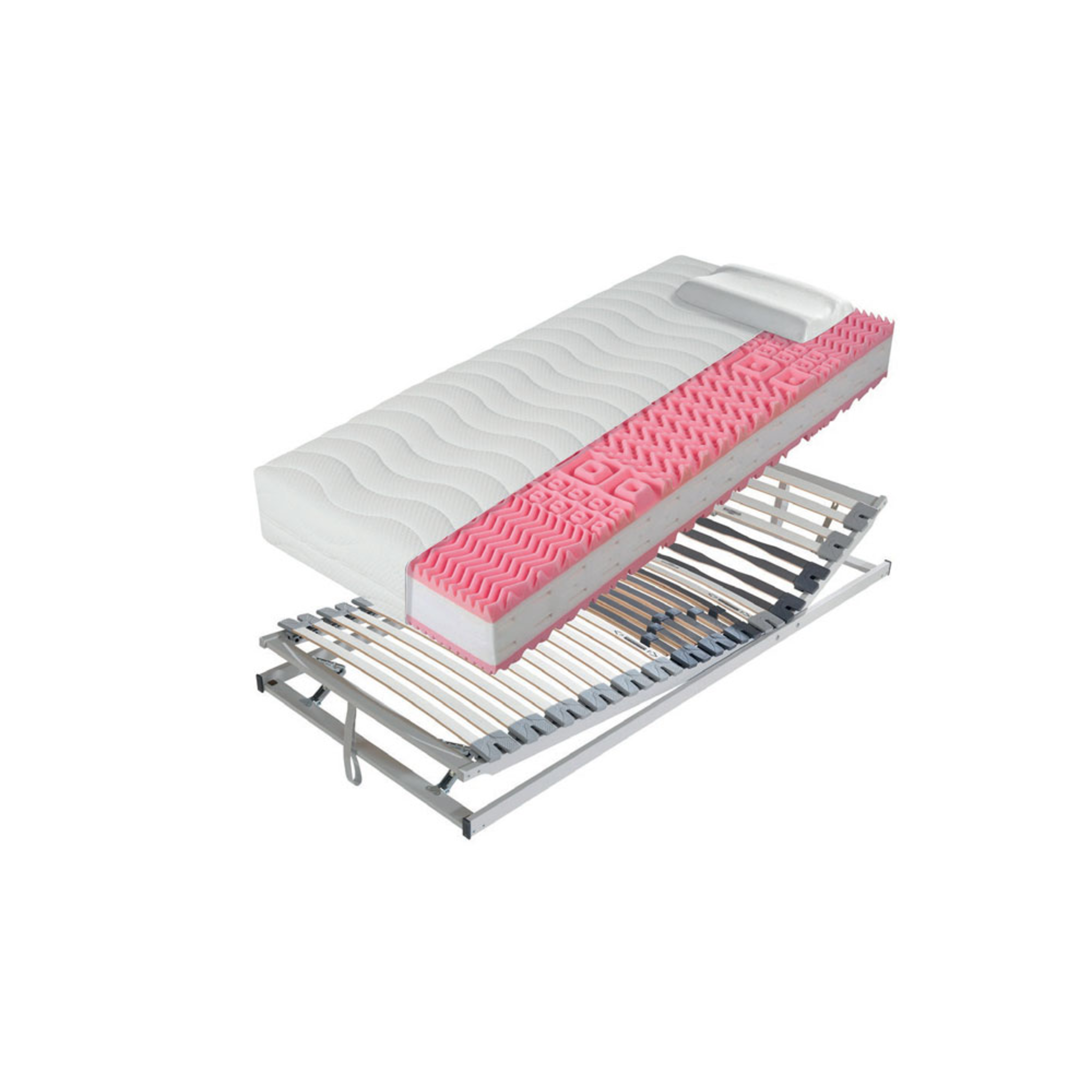 Matelas Sirius 13 + sommier à lattes 140x200 cm avec oreiller cervical