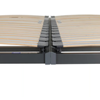 Lattenrost Swing-Flex mit zwei 90x200 cm Rahmen, flexible helle Holzleisten, mittig verbunden, schwarzer Metallrahmen.
