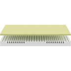 Bico Basics Matratze 90x200 cm – Querschnitt mit grüner Komfortschicht und weißem Wellenschnitt-Kern