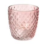 Boltze Windlicht Marilu 4er Set rosa - Teelichtglas mit Kristallmuster