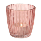 Boltze Windlicht Marilu 4er Set rosa - Teelichtgläser mit Rillenstruktur