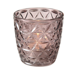 Boltze Windlicht Marilu 4-teilig rosa - Elegantes Teelichtglas mit geometrischem Muster