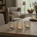 Boltze Wildlicht Marilu Klarglas 4er Set - Moderne Teelichthalter für gemütliche Beleuchtung