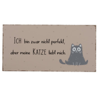 Boltze Schild Katze Molli - Fussmatte mit Spruch "Ich bin zwar nicht perfekt, aber meine Katze liebt mich"