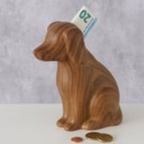 Boltze Spardose Wilhelmy Hund – niedliche Hundefigur mit Geldschein für Münzen und Scheine