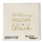 Boltze Servietten "Ein kleines bisschen Glück" mit goldenem Text auf Creme, 3er Set