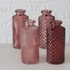 Boltze Vase Panja 4er Set Glasvasen Deko in Rosa und Bordeaux Farbtönen
