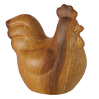 Holzfigur Hahn Wilhelmy - Deko Holzskulptur aus Massivholz, handwerklich gefertigte Vogelfigur für Wohnzimmer und Garten.