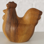 Boltze Figur Wilhelmy Hahn aus Holz - Dekofigur Huhn Natur Landhausstil