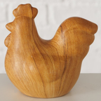 Holzfigur Hahn Wilhelmy - Deko Vogel aus Holz, handgefertigt, natur