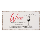 Boltze Schild Wein Traubensaft Lebenserfahrung 20x40cm Wanddeko Vintage Deko
