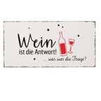 Boltze Schild "Wein ist die Antwort" 20x40cm Wanddeko Spruch Holz