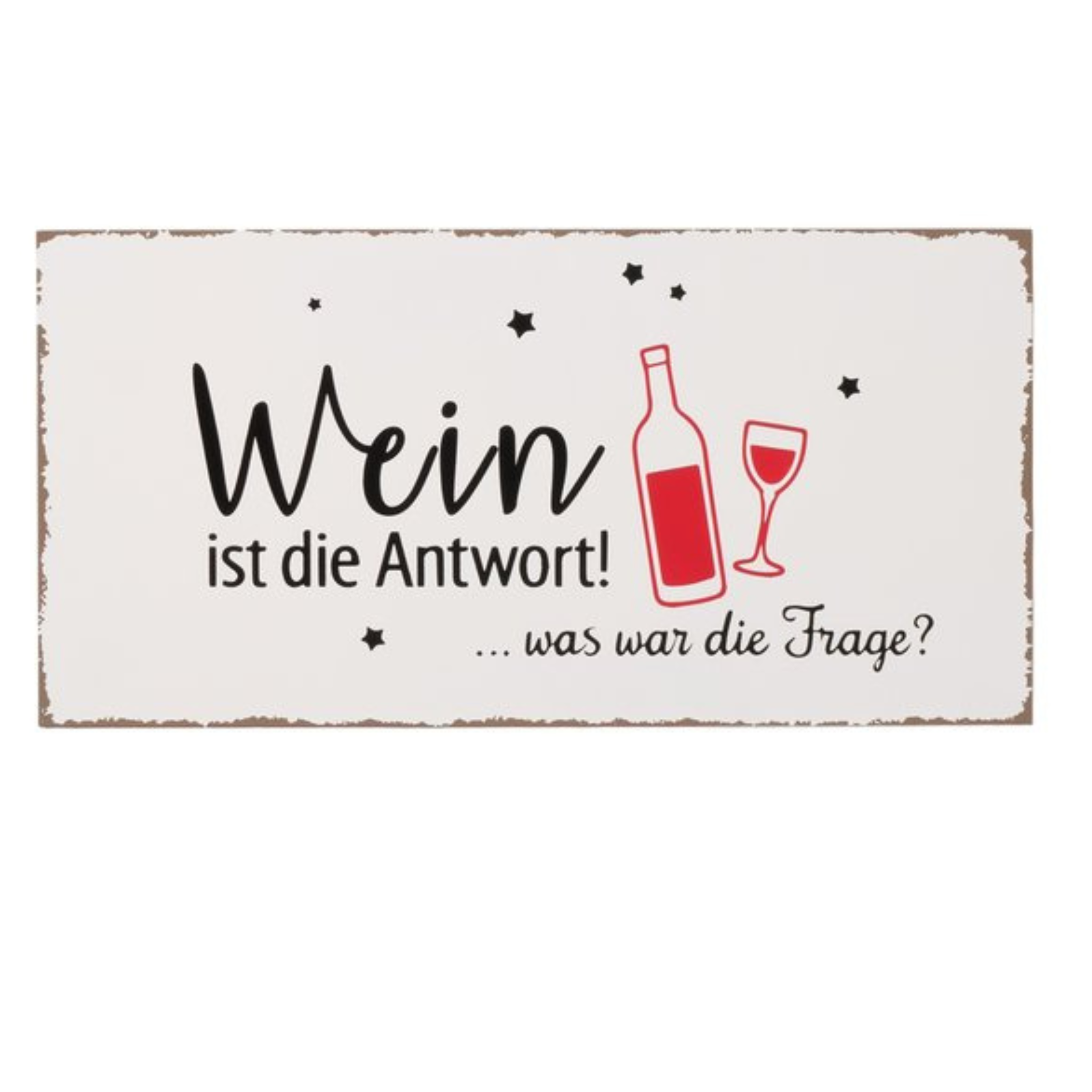 Boltze Schild "Wein ist die Antwort" 20x40cm Wanddeko Spruch Holz