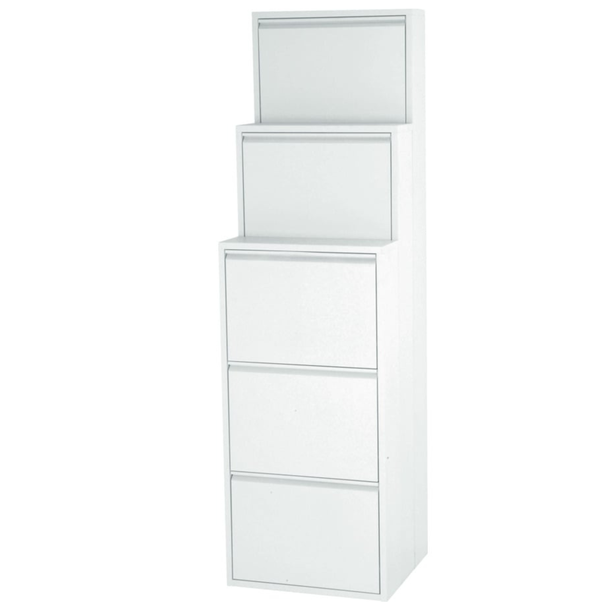 Meuble à chaussures en métal, blanc, 5 portes