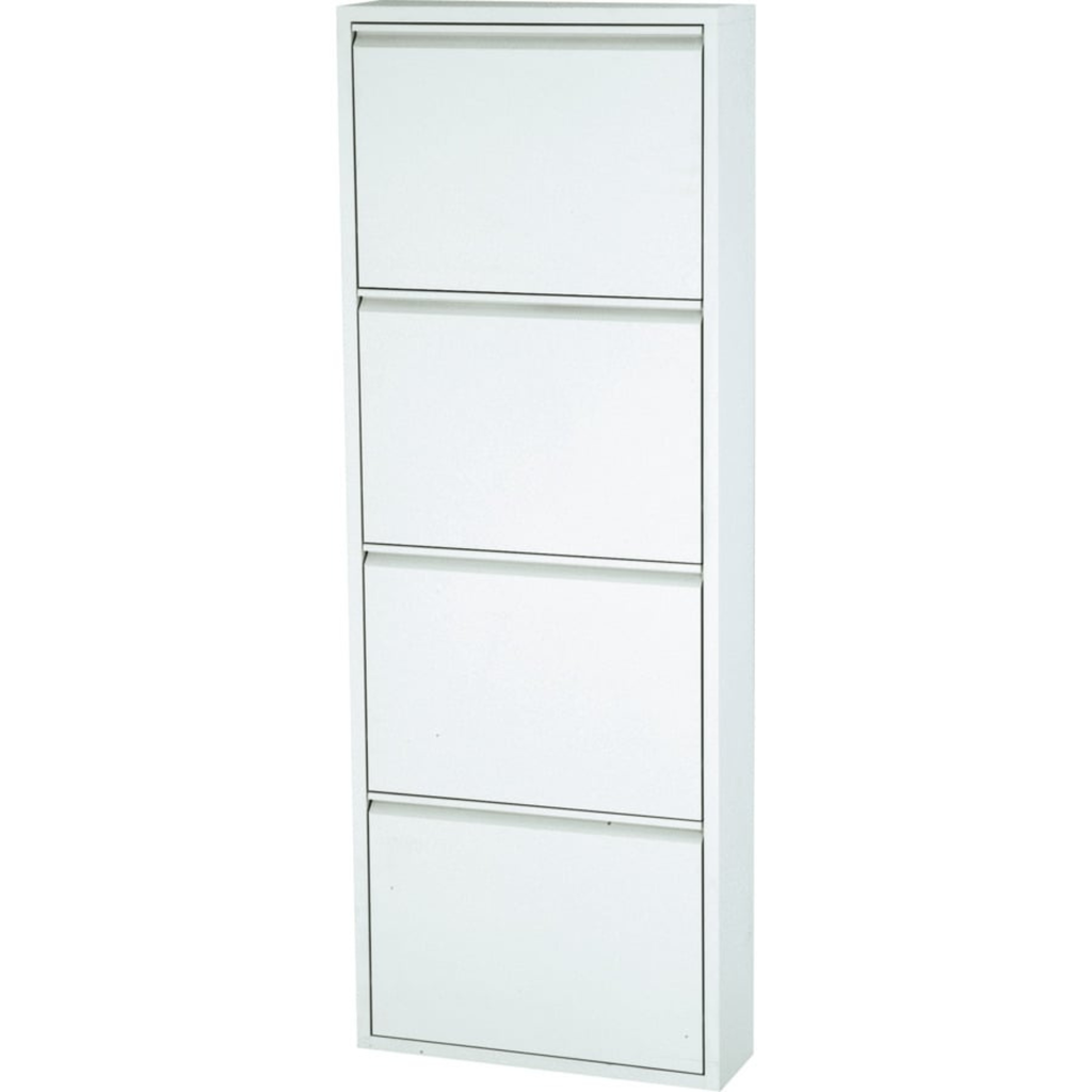 Meuble à chaussures en métal, blanc, 4 portes
