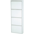 Weißer Schuhschrank mit 4 Klappen, schmal und platzsparend, ideal für den Eingangsbereich