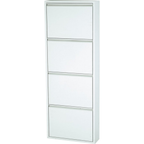 Weißer Schuhschrank mit 4 Klappen, schmal und platzsparend, ideal für den Eingangsbereich