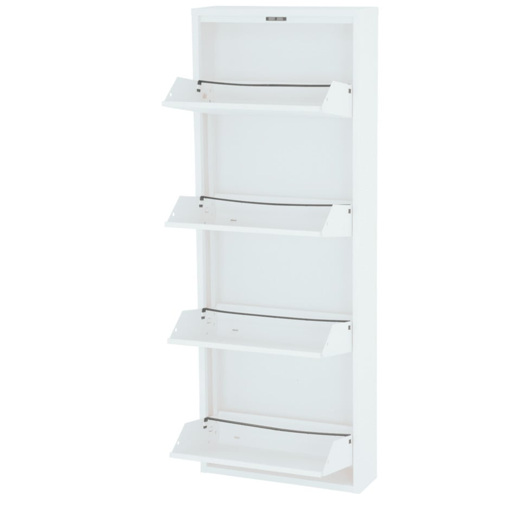 Meuble à chaussures en métal, blanc, 3 portes