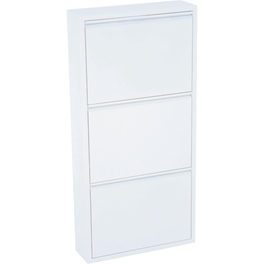 Meuble à chaussures en métal, blanc, 3 portes